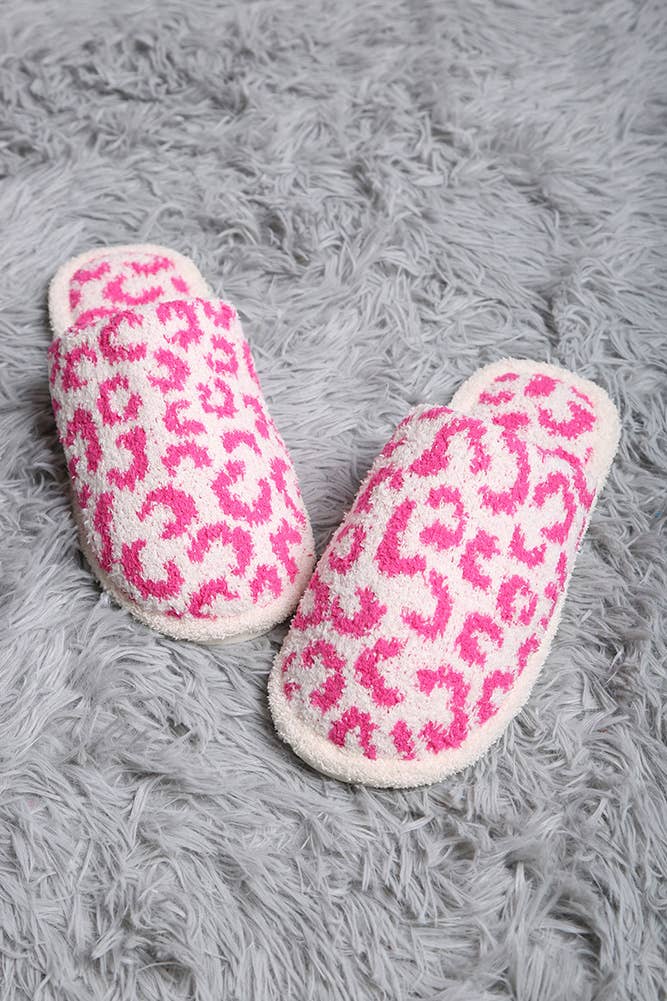 Leopard Print Fuzzy Microfiber Slipper