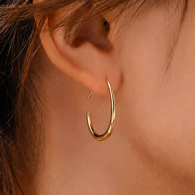 18K STAINLESS STEEL WATERPROOF TARNISH FREE HOOPS| 40E311-SM