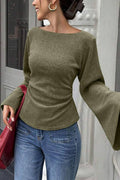 Ribbed Bell Sleeve Top