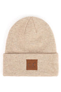 C.C Heather Knit Suede Patch Beanie Winter Hat