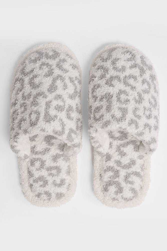 Leopard Print Fuzzy Microfiber Slipper
