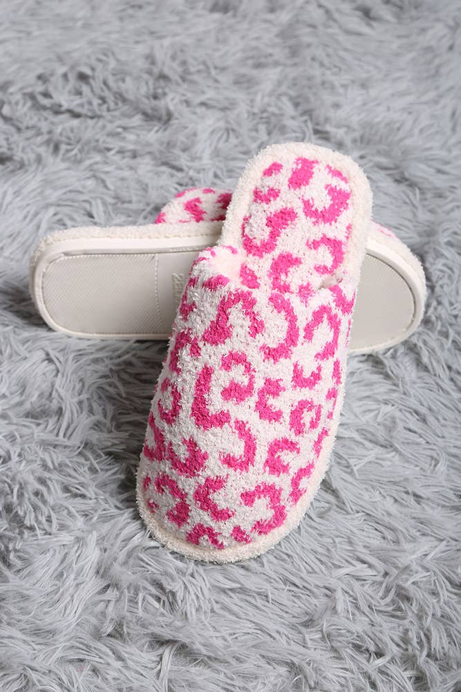 Leopard Print Fuzzy Microfiber Slipper