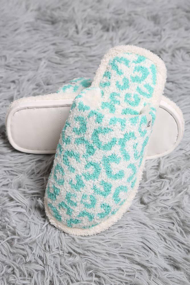 Leopard Print Fuzzy Microfiber Slipper