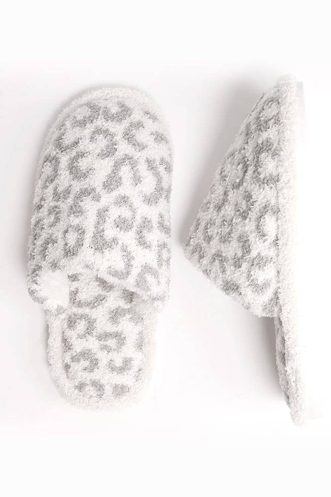 Leopard Print Fuzzy Microfiber Slipper