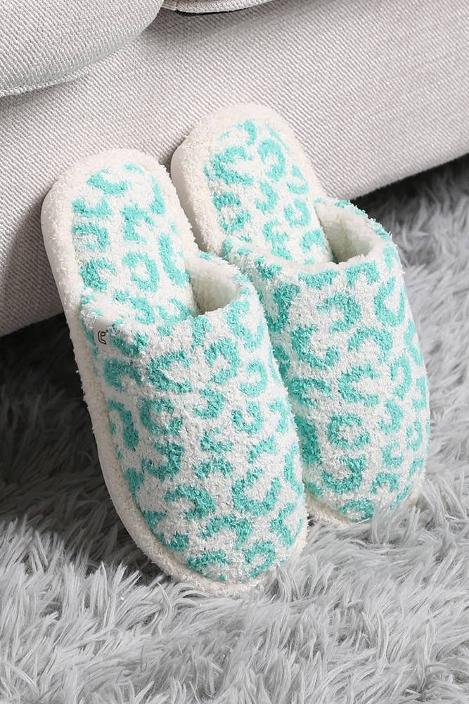 Leopard Print Fuzzy Microfiber Slipper