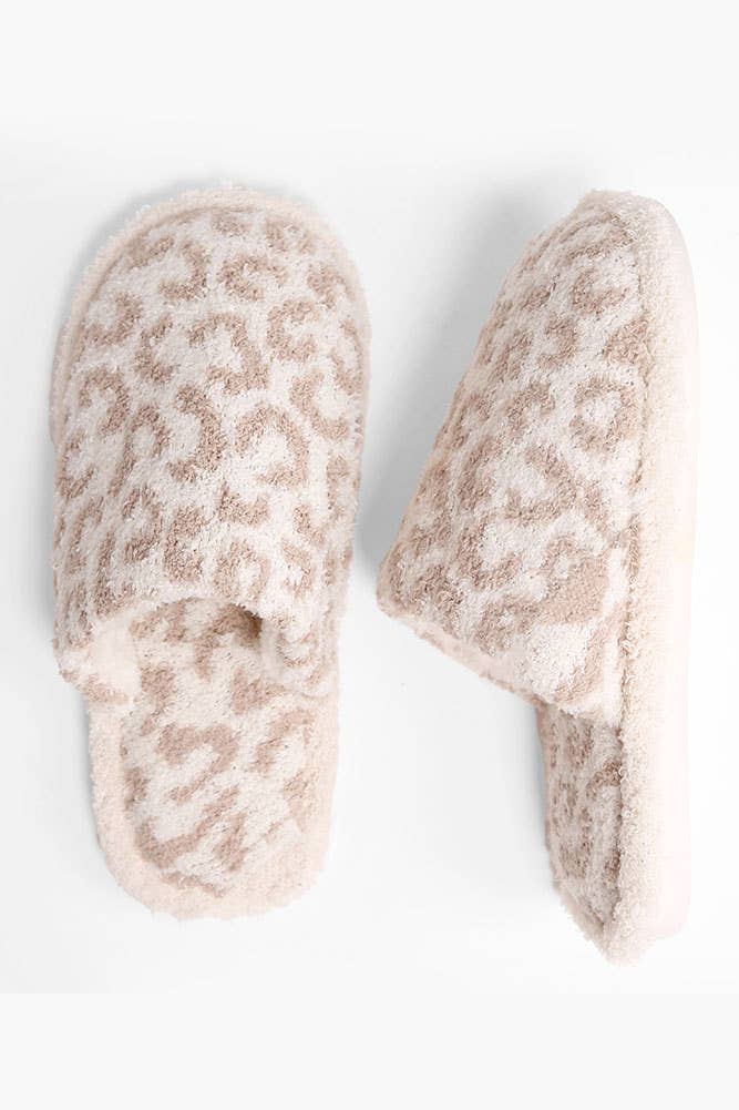 Leopard Print Fuzzy Microfiber Slipper