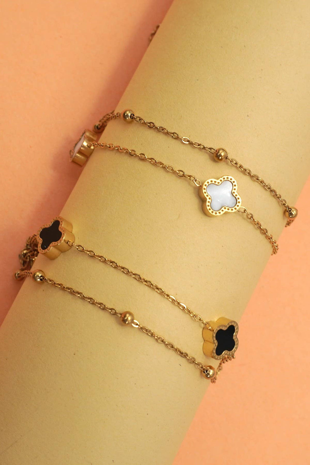 18K STAINLESS STEEL TARNISH FREE CLOVER BRACELET | 40B5173