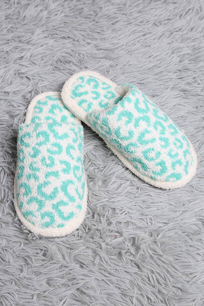 Leopard Print Fuzzy Microfiber Slipper