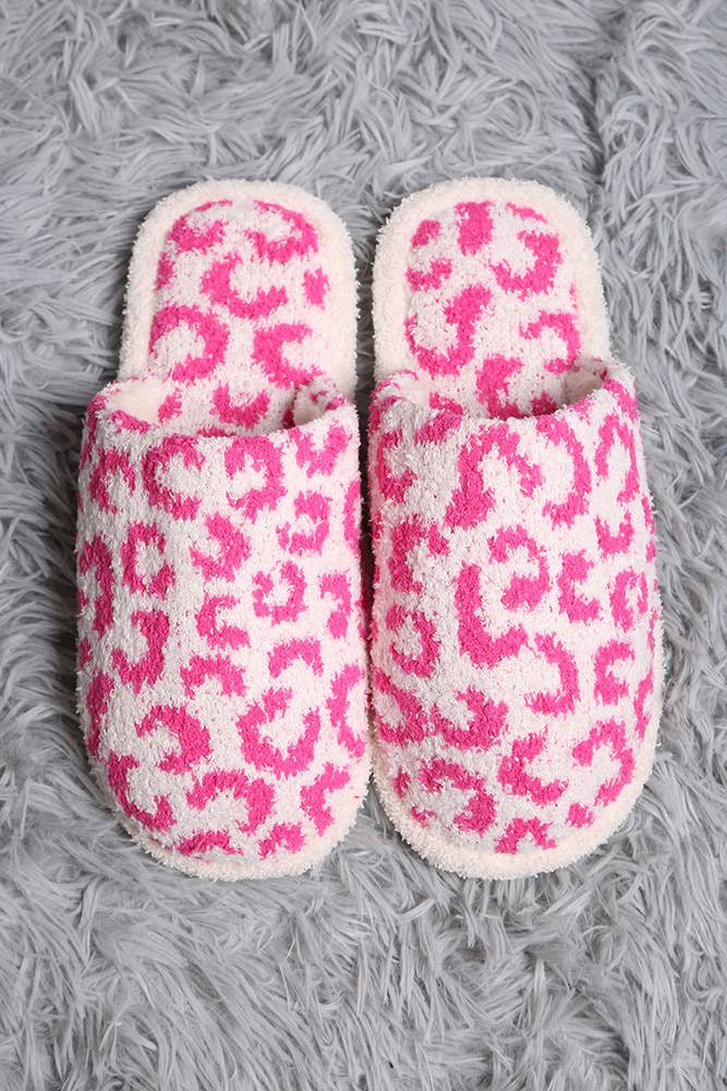 Leopard Print Fuzzy Microfiber Slipper