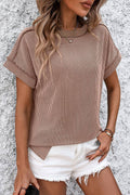 Casual Short Sleeve Ribbed T-Shirt