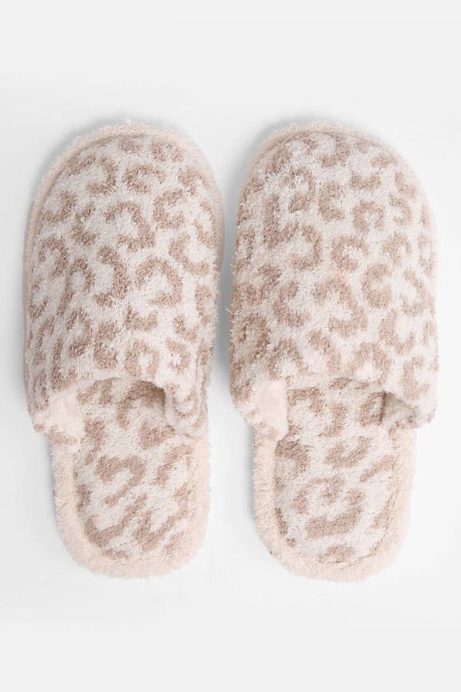 Leopard Print Fuzzy Microfiber Slipper
