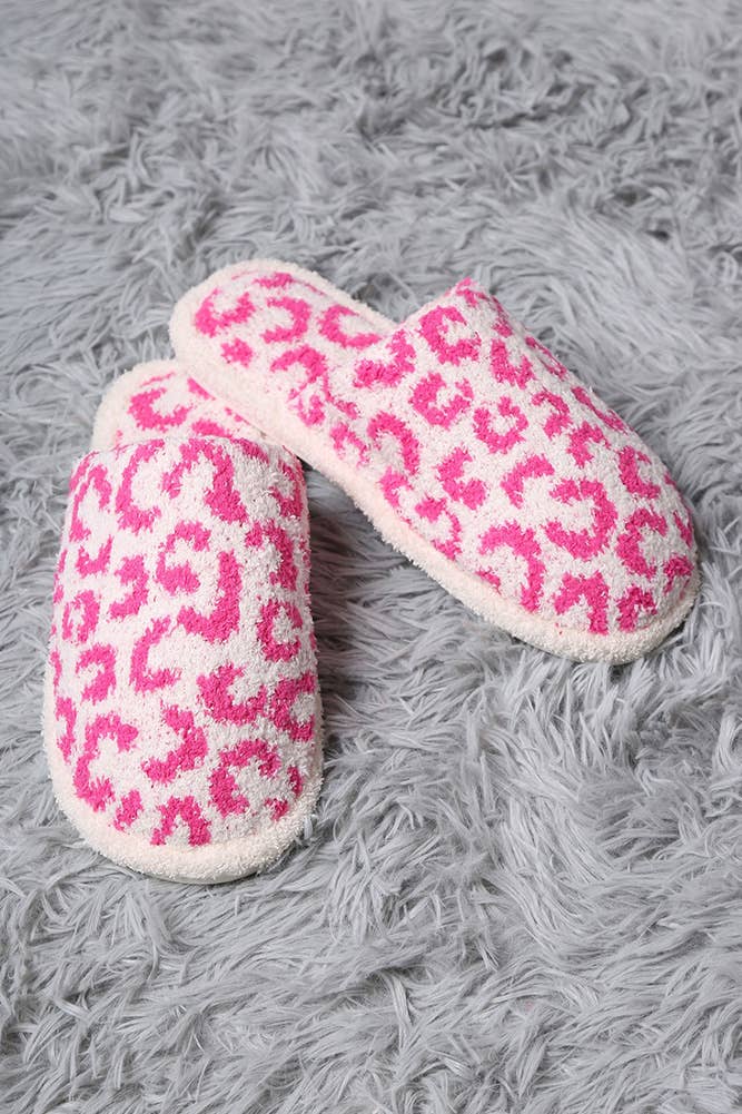 Leopard Print Fuzzy Microfiber Slipper