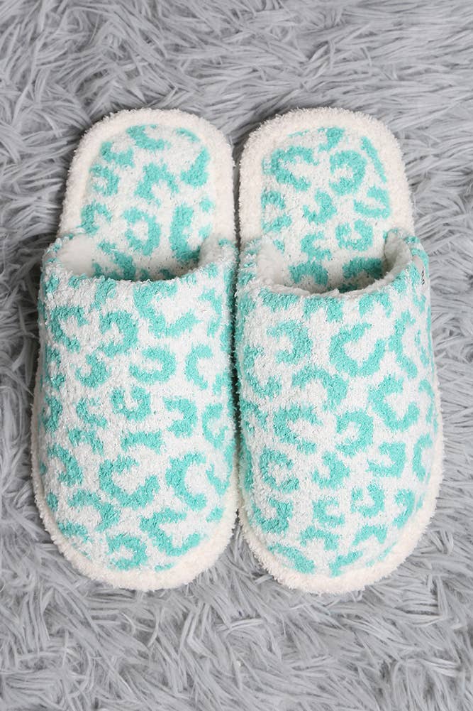Leopard Print Fuzzy Microfiber Slipper