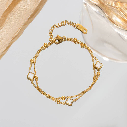 18K STAINLESS STEEL TARNISH FREE CLOVER BRACELET | 40B5173