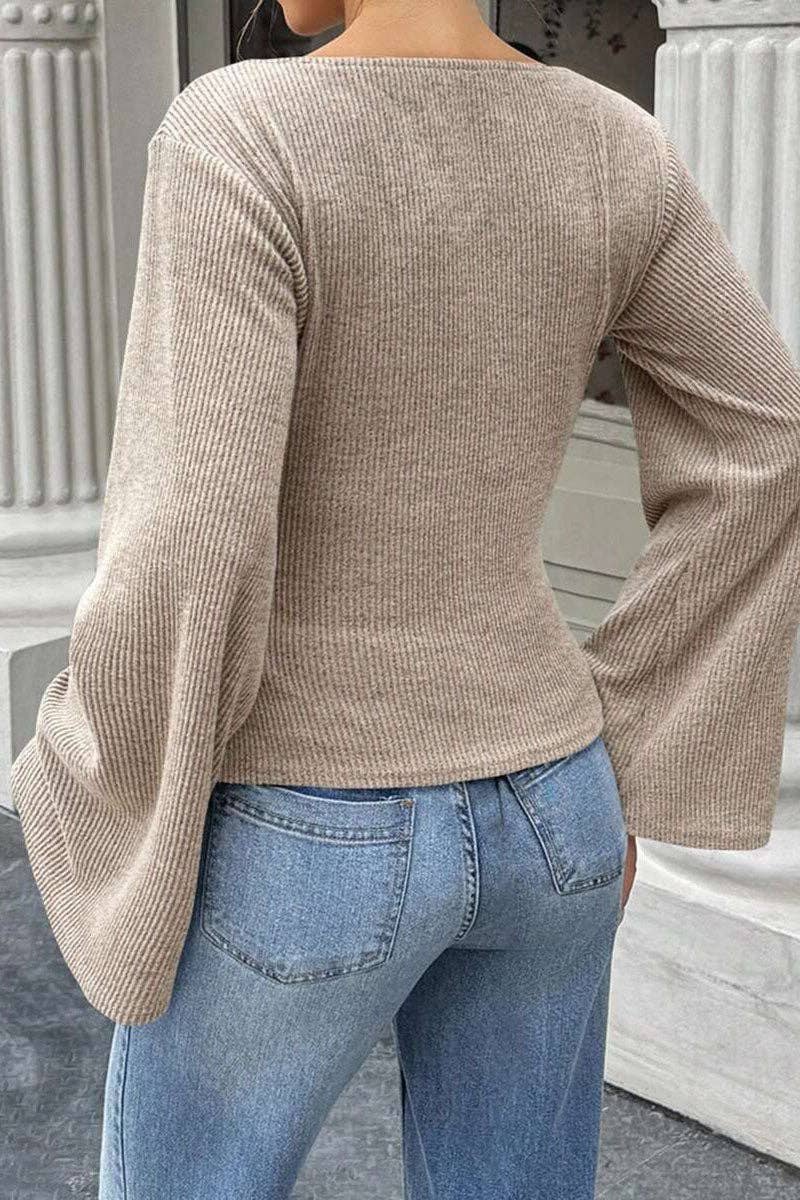 Ribbed Bell Sleeve Top